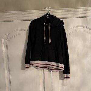 Source Unknown Black Hoodie Sweater with White and Red Trim